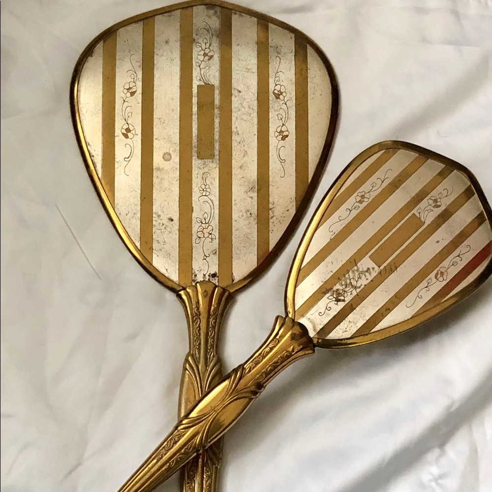 Vintage Vanity Set: mirror and bristle brush